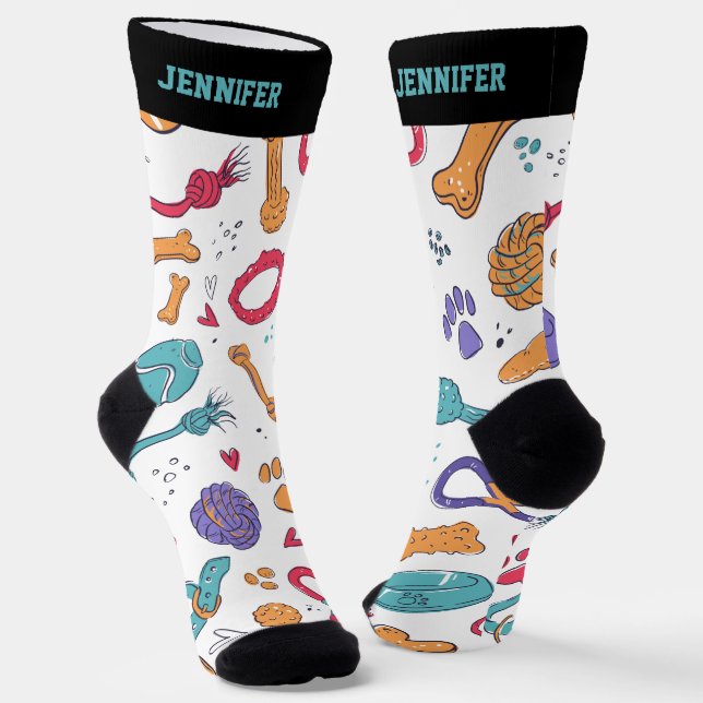 Chaussette Jouets à chien mignon Motif chicot chevalet doodé (Angulaire)