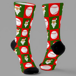 Chaussette Joueur de baseball Père Noël Noël Motif vacances