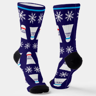 Chaussette Joueur de Noël Badminton Shuttlecocs Snowflakes