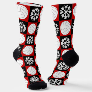 Chaussette Joueur de volley-ball Rouge et noir Motif de Noël