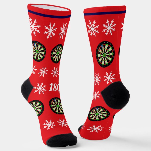 Chaussette Joueur des fléchettes de Noël et flocons de neige (Angulaire)