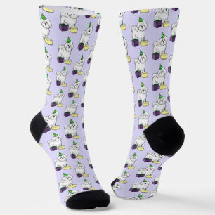 Chaussette Joyeux anniversaire (fête) Bichon Frise Dog - mign