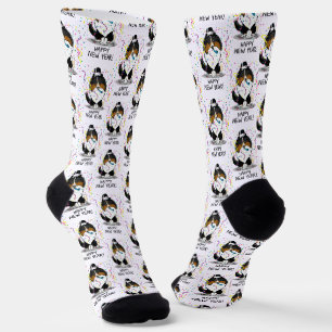 Chaussette Joyeux Chien de Fosse du Nouvel An (tricolore) mig