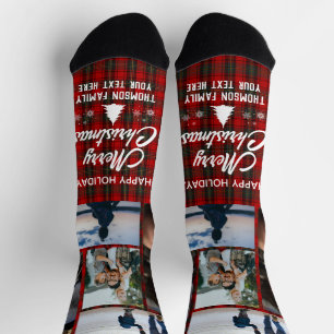Chaussette Joyeux Noël Photo Collage Noms personnalisés