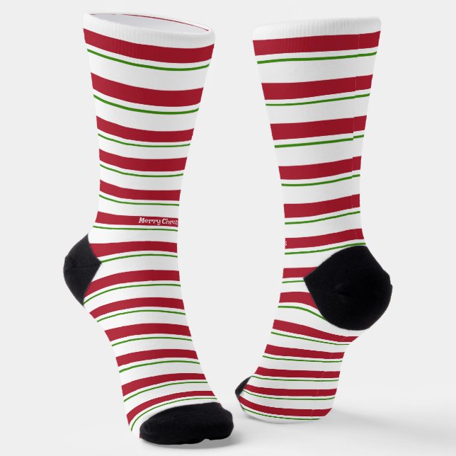 Chaussette Joyeux Noël Rouge blanc et vert rayé (Angulaire)