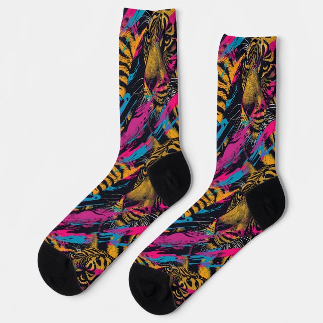 Chaussette Jungle électrique - Tigre psychédélique (Gauche)