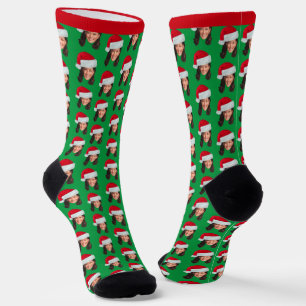 Chaussette Kamala Harris avec Noël Santa Hat - rouge vert