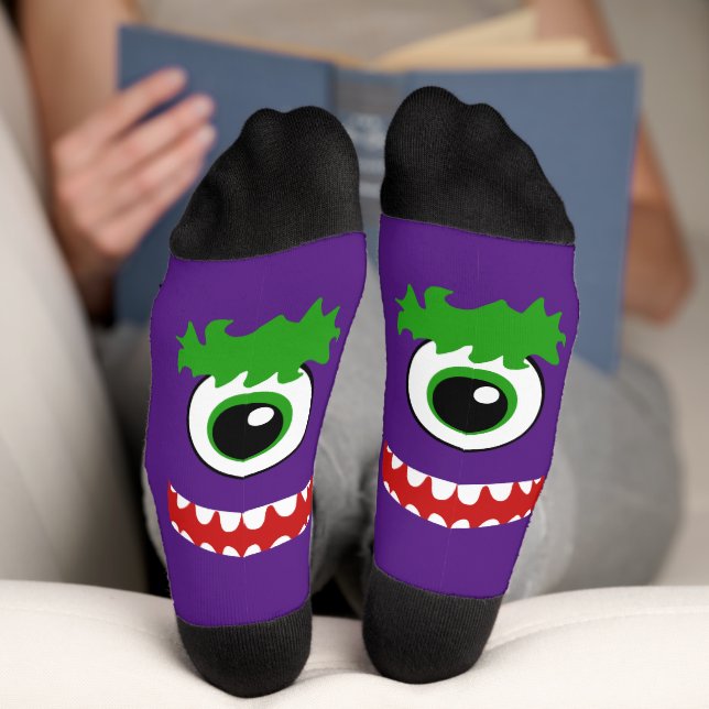 Chaussette Kawaii souriant un monstre teinté (Fond)