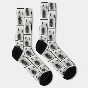 Chaussette Keeshond Dessin Kees Puppy Cute Original Chien Art