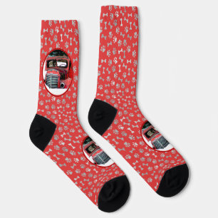 Chaussette Keeshond Noël Vieux Camion Peinture Chien Art