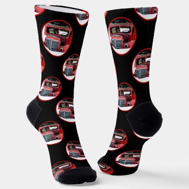 Chaussette Keeshond Peinture Noël Vieux Camion Rouge Chien Ar (Angulaire)