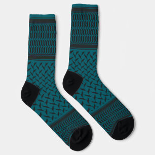 Chaussette keffieh palestinien noir et bleu