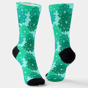 Chaussette Kimono Floral moderne Imprimer, Turquoise, Turquoi