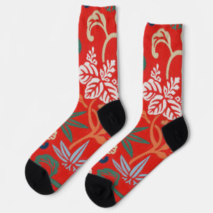 Chaussette Kimonos Japonais Hawaïen Rouge : Floral Vintage