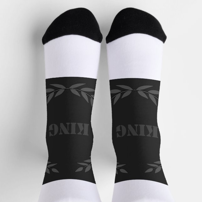 Chaussette KING Imprimé noir arrière-plan Couronne luxueux Co (Haut)