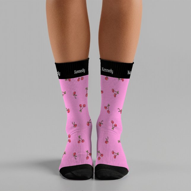 Chaussette Kitschy Cherries Cute Amusante Été Nom moderne (Créateur téléchargé)