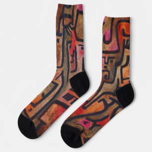 Chaussette Klee Abstrait Rouge Abstrait Expressionniste Natur