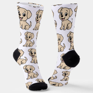 Chaussette Labrador Retriever Jaune Dessin Animé Assis