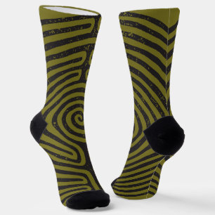 Chaussette Labyrinthe à Cercle Noir (Olive) Beaux-Arts