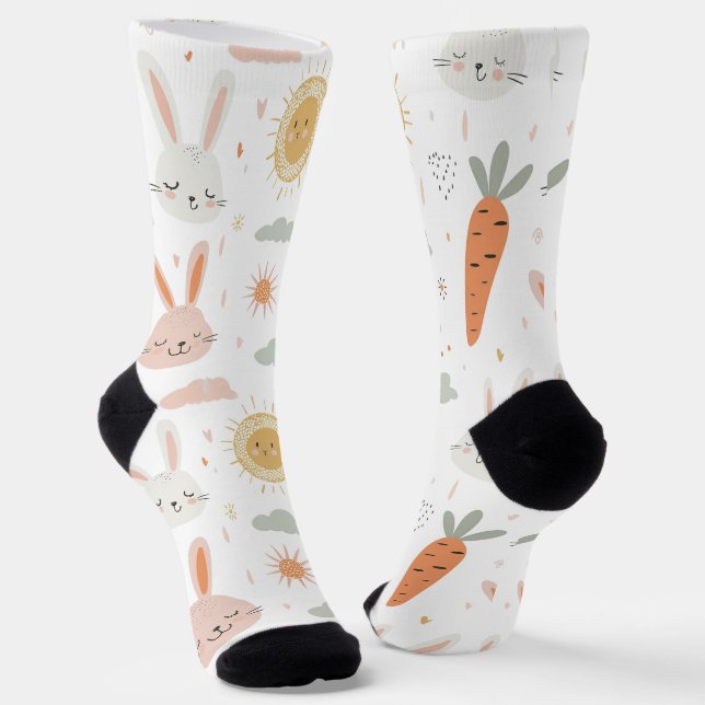 Chaussette Lapin et carottes Boho mignonnes (Angulaire)