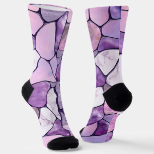 Chaussette Lavande Améthyste Cellules en marbre abstrait