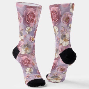 Chaussette Lavande, Roses violets
