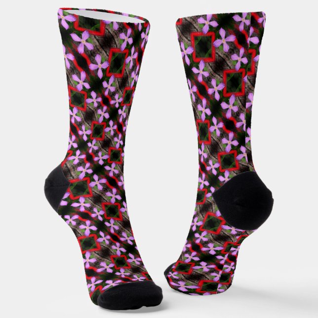 Chaussette Lavande simple Clematis Fleur Abstrait Motif (Angulaire)