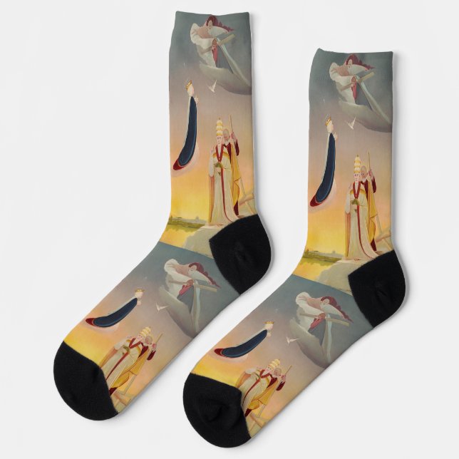 Chaussette Le Pape de Rome, Vierge Marie et Jésus (Gauche)