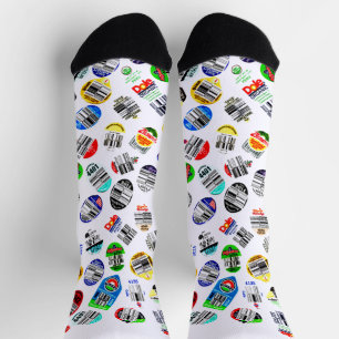 Chaussette Légumes Fruits Code barre Sticker noir blanc