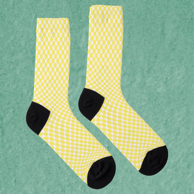Chaussette Lemon Fruit Citrus Yellow Pattern (A pair of socks with a lemon fruit pattern )