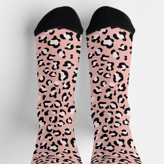 Chaussette Léopard Print, Léopard Spots, Rose Léopard (Haut)