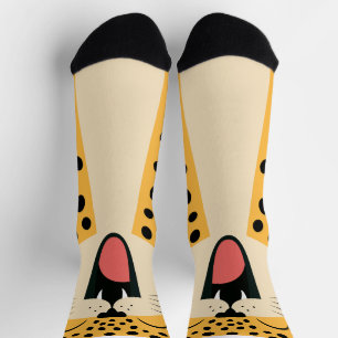 Chaussette Léopard sauvage de dessin animé souriant mignon et