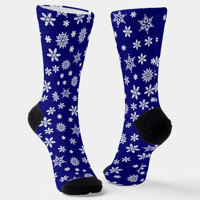 Chaussette Les flocons de neige sur le Noël bleu (Angulaire)