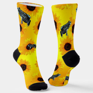 Chaussette "Les grenouilles et les tournesols : un Motif de l