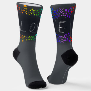 Chaussette Les mots d'amour de SlipperyJoe points arc-en-ciel