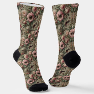 Chaussette Les Voraces Verdents - Tapisserie victorienne goth