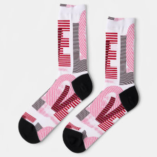 Chaussette Lettre magenta géométrique d'amour