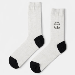 Chaussette Lettres noires sur lin, Meilleur jour de la semain