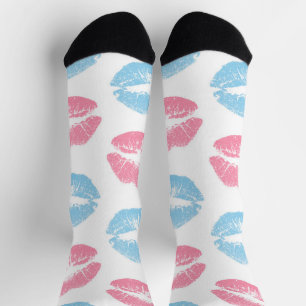 Chaussette Lèvres bleues et roses Motif, Baguette à lèvres, B