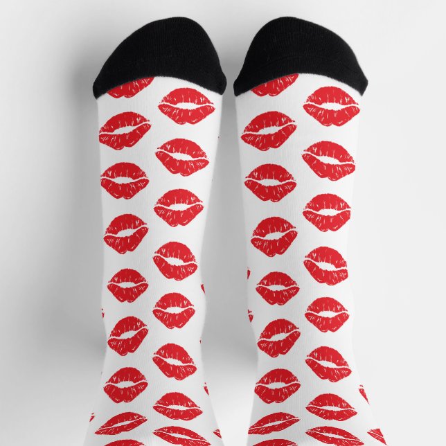 Chaussette Lèvres Rouges, Rouge À Lèvres, Baiser, Motif Des L (Haut)