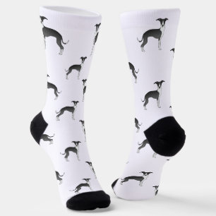 Chaussette Lévrier Italien Noir Et Blanc Motif De Chien Migno