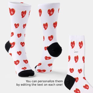 Chaussette L'hiver en amour - Coeurs rouges - Texte modifiabl