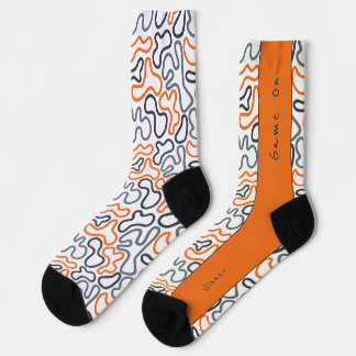 Chaussette Ligne organique abstraite blanche orange passion
