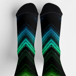 Chaussette Lignes de chevrons de galaxie verte en métal brill