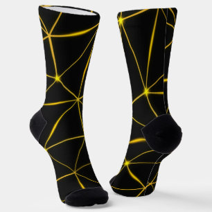 Chaussette Lignes d'or triangles noirs géométriques