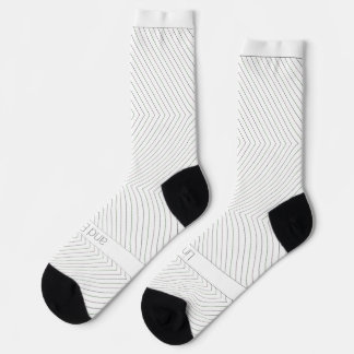Chaussette Lignes Droites et Boîtes sur Fond Blanc Rayé