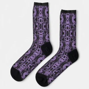 Chaussette Lignes violettes psychédéliques sur fond noir 