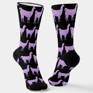 Chaussette Llama motif étincelles violet clair noir