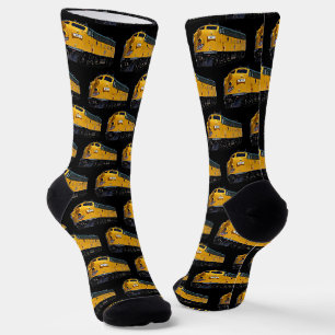 Chaussette Locomotive de train diesel jaune en noir