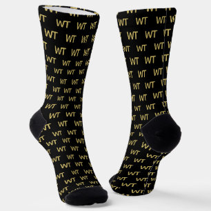 Chaussette Logo à initiales personnalisées en or noir
